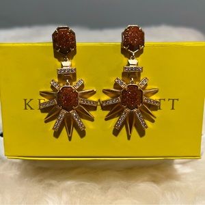 Kendra Scott “Allie” 14k Rose Gold Plated w/ Faceted Goldstone Sunburst Earring